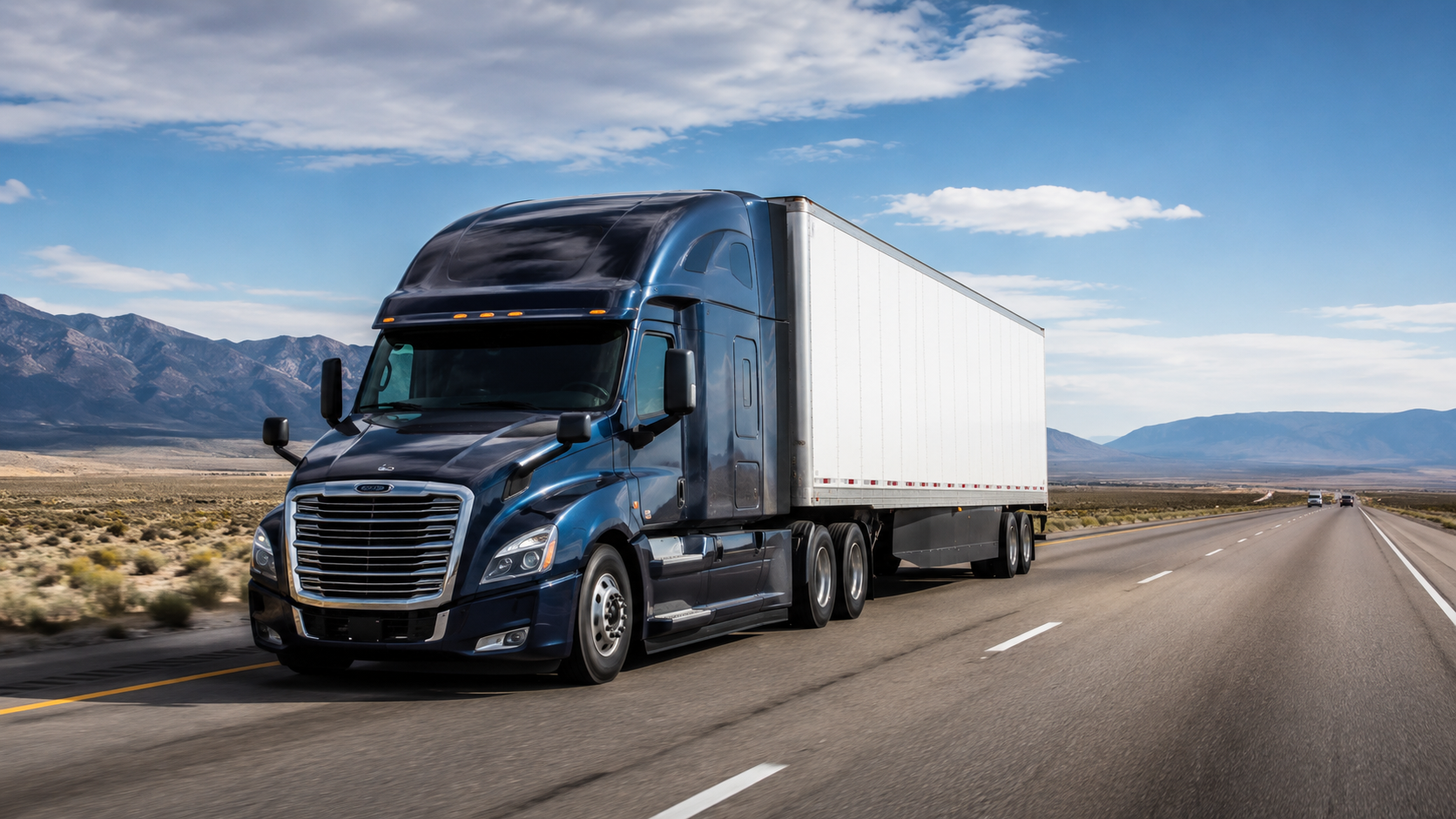 long-haul semi truck on interstate highway