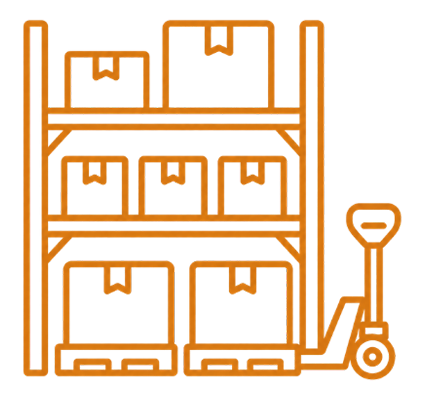 icon warehousing and e-commerce 3pl boxes and hand truck